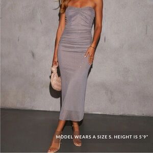 Elegant Gray Strapless Dress Brand New Never Worn